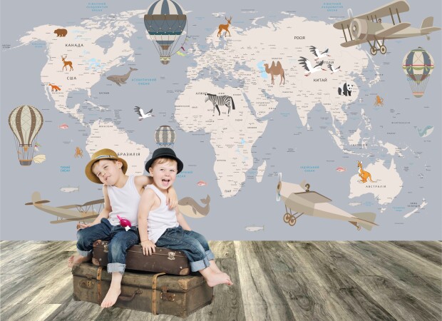 карта мира с шарами на украинском