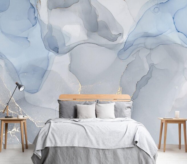 Фотообои серо-голубой флюид