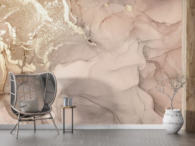 Фотообои флюид бежево-золотой