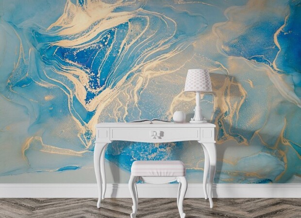 флюїд блакитний із золотом