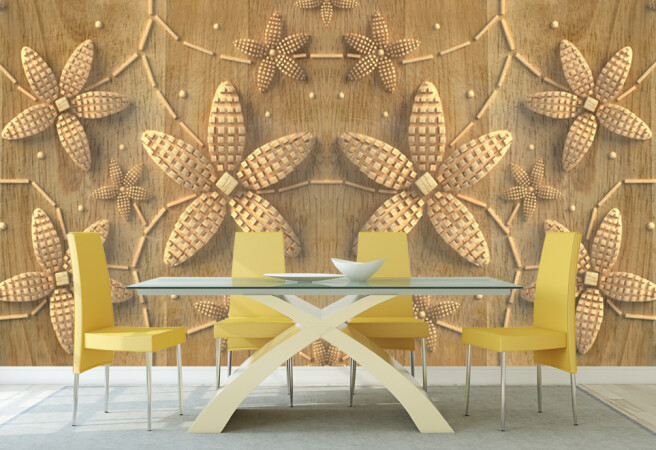 Фотообои деревянные цветы