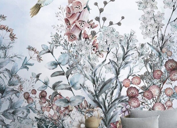 цветы сухостои и птица