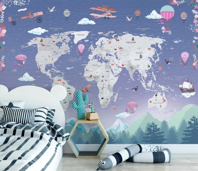 Фотообои Политическая карта для мальчиков